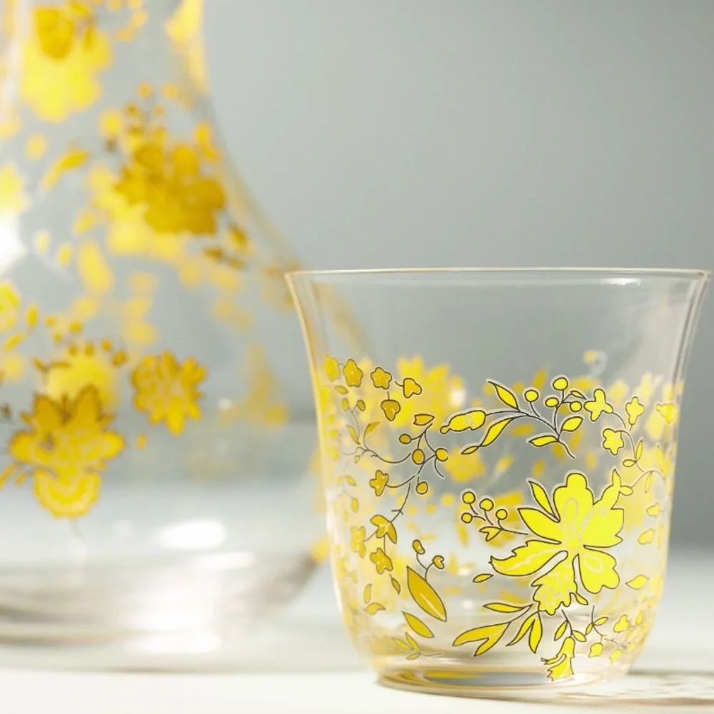 LAST SET 🔥 Mae Yellow floral glasses set of 4
